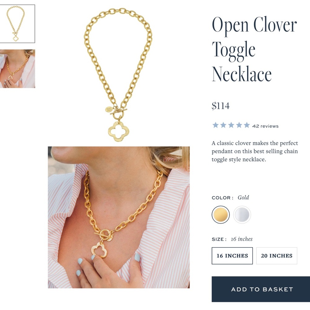 Susan Shaw clover toggle necklace